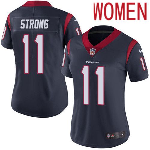 Women Houston Texans #11 Jaelen Strong Navy Blue Nike Vapor Limited NFL Jersey